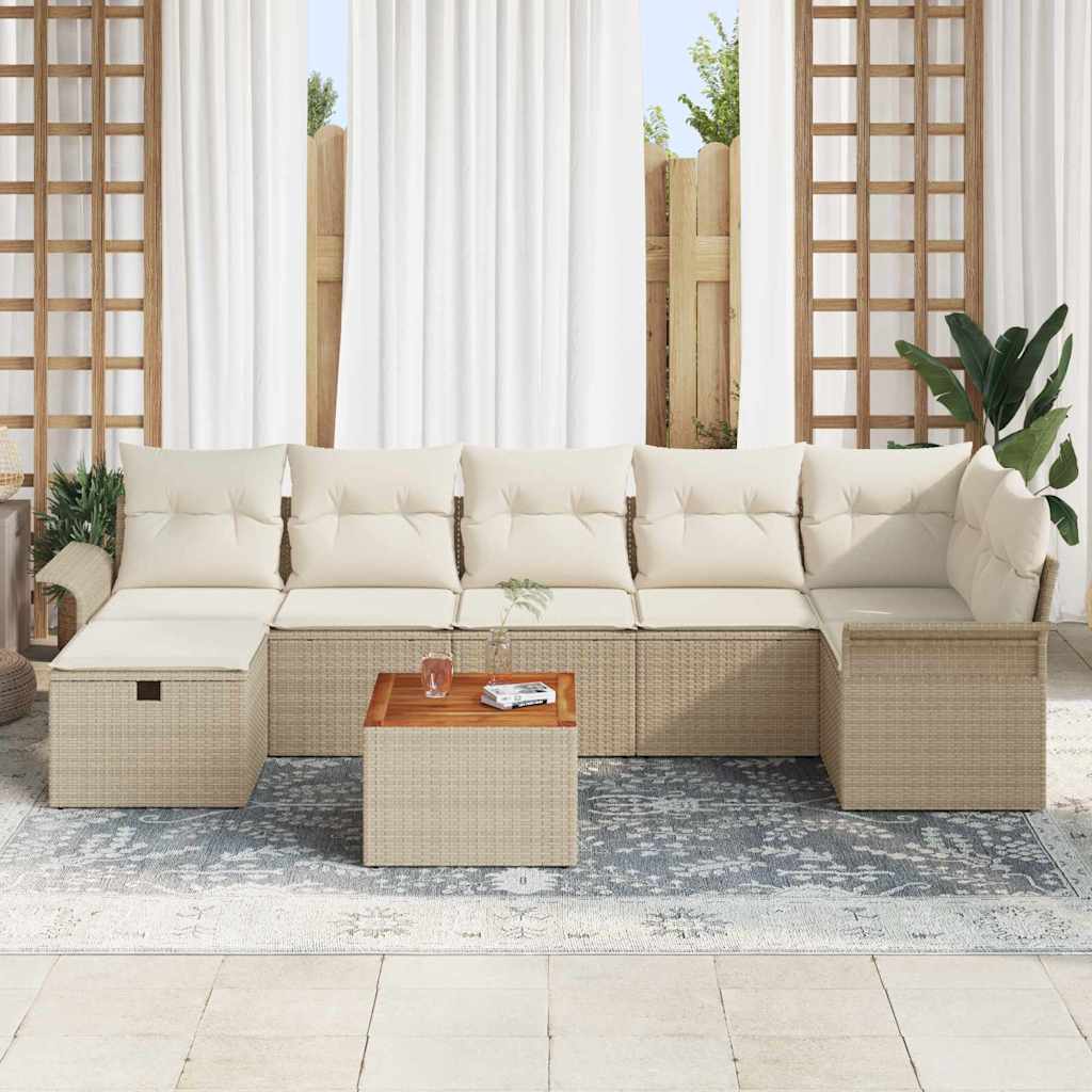 Garten-Sofa-Set 8 pcs Beige Poly-Rattan